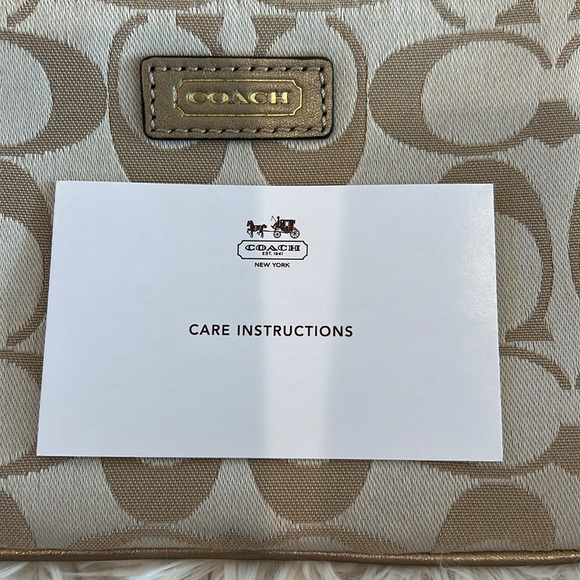 Coach Tan/Gold Signature Wristlet - Picture 8 of 11
